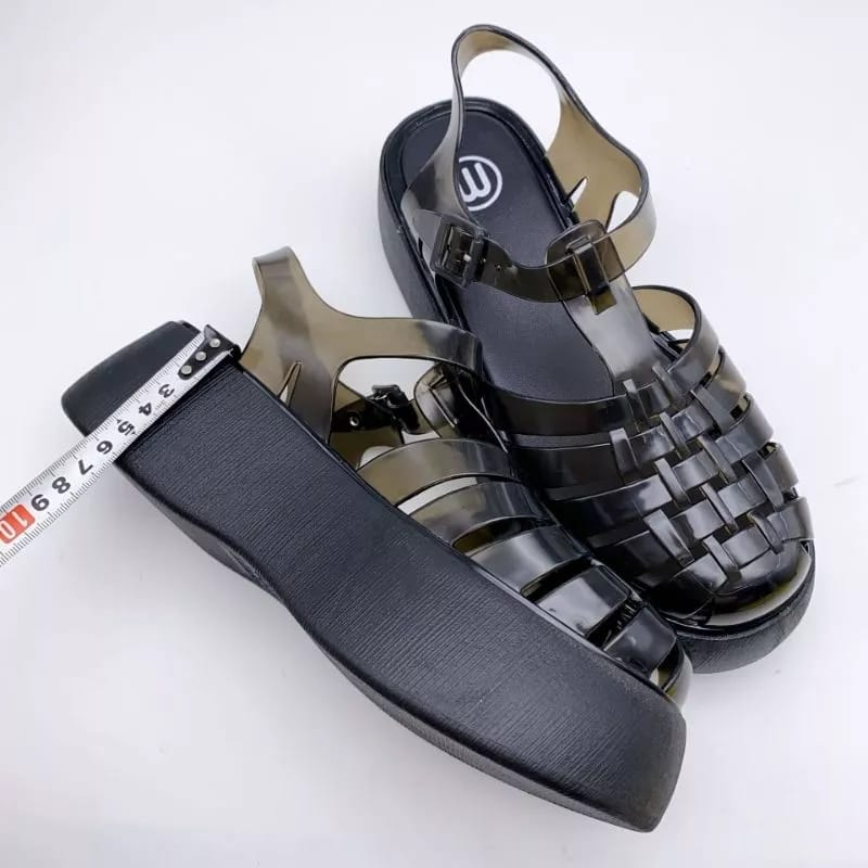 Sandal Wedges Wanita Possession Plato Hak Tinggi Meisha Jelly Shoes Transparant