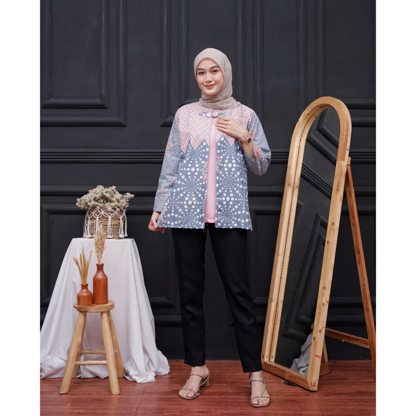 Baju Batik Wanita Modern Atasan Blouse Batik Kerja Kantor Wanita