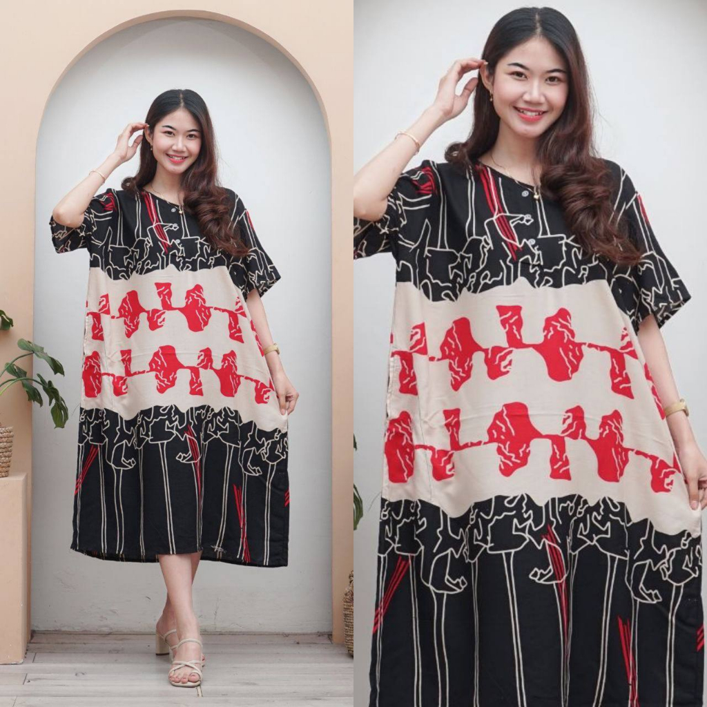 Jinja Luccy Dress Daster Nyaman Bumil Busui Friendly LD Jumbo 130cm