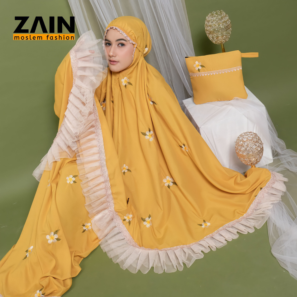 ZAIN - Mukena Dewasa Katun Premium Bordir Bunga Matahari Series Zain