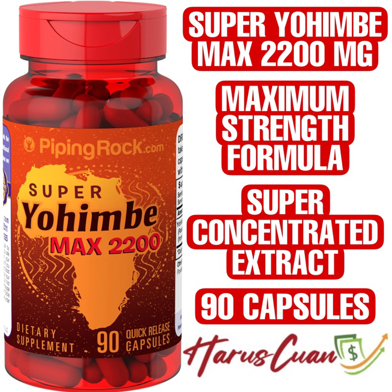 Piping Rock Super Yohimbe 2200 mg 90 Capsules  Maximum Strength Kekuatan Maksimal