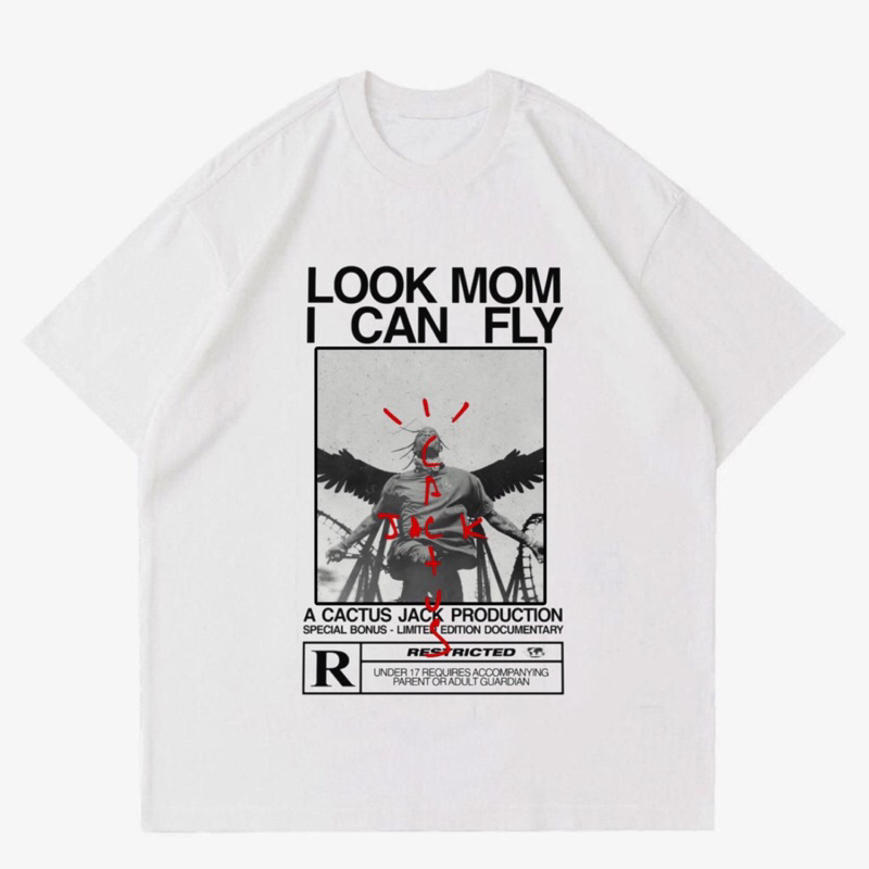 BAJU KAOS CACTUS JACK “LOOK MOM I CAN FLY” | T-SHIRT CACTUS JACK VINTAGE | BAJU KAOS OVERSIZE UNISEX
