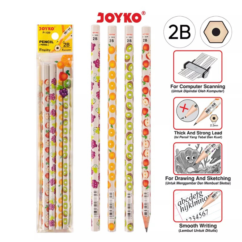 

Pencil JOYKO P-109 2B Fruity 1set 4pcs
