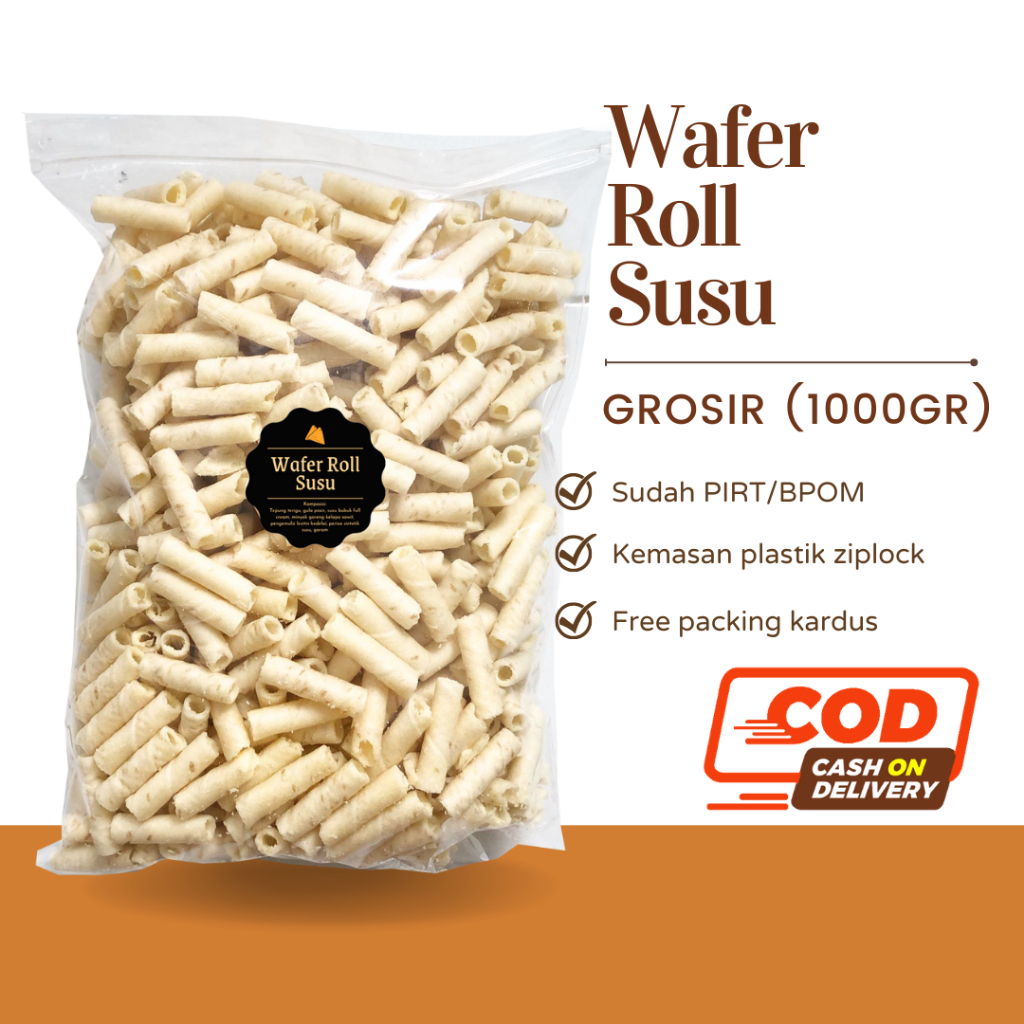 Wafer Roll Susu (Grosir) 1000gr / Snack Cemilan / Camilan Jajanan Manis / Astor Mini Rasa Susu