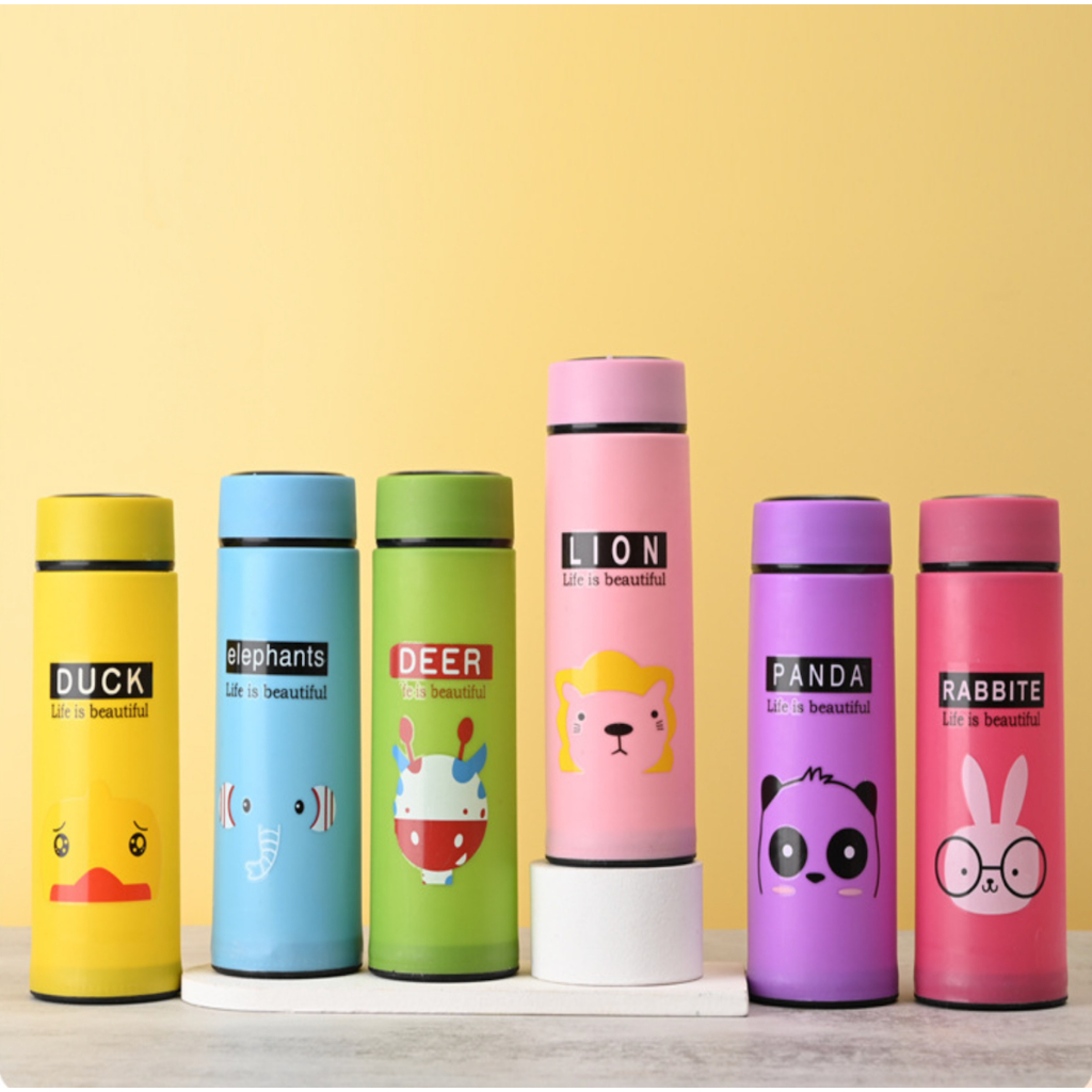 【GOGOMART】Botol Minum Kaca / Termos Kaca Tumbler / Botol Minum Juice Kopi Teh Animal - Karakter Animal - BK006