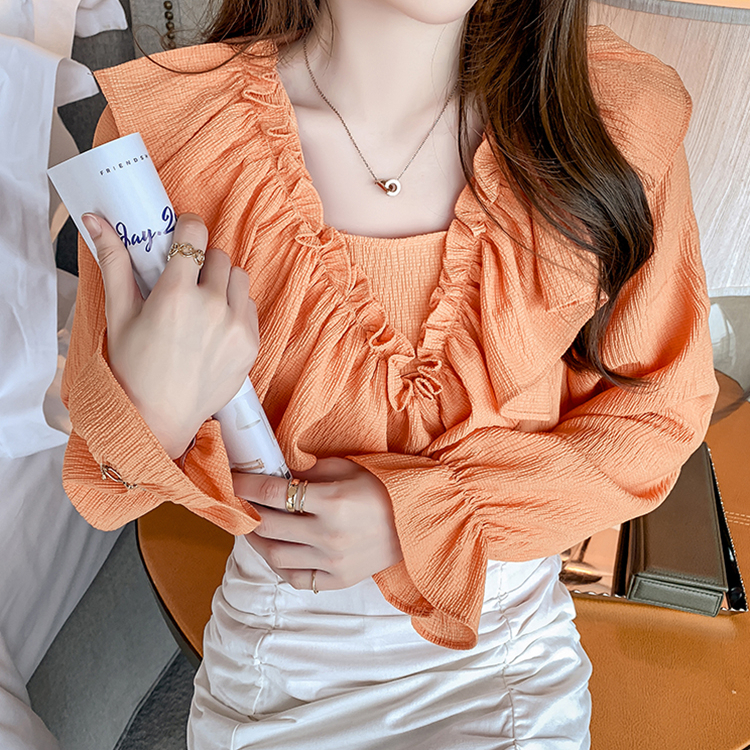 yikoo-Kemeja korea lengan panjang blouse atasan wanita