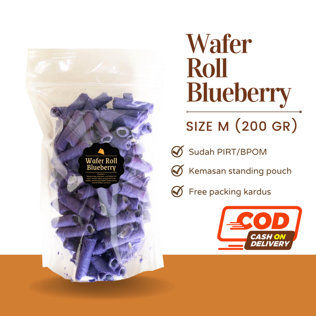 [DELISH SNACKS] Wafer Roll (M) 200gr Cokelat / Stroberi / Vanilla / Blueberry / Pandan / Susu / Snack Cemilan Manis