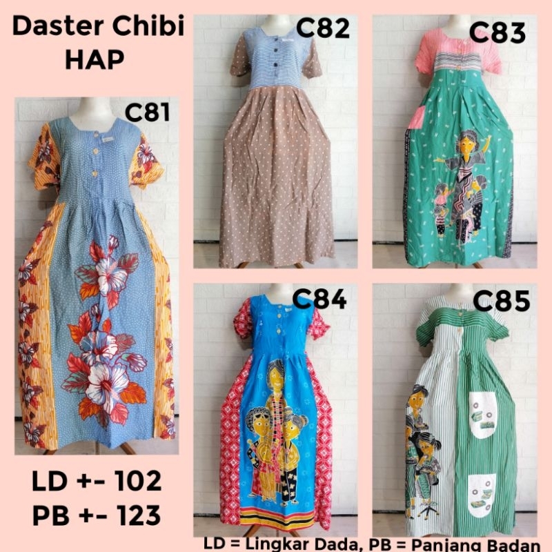 Daster Chibi HAP RIJEK Sablon Minor LD 100 Adem Busui Friendly (Harap Dibaca Sebelum Membeli)