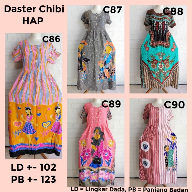 Daster Chibi HAP RIJEK Sablon Minor LD 100 Adem Busui Friendly (Harap Dibaca Sebelum Membeli)