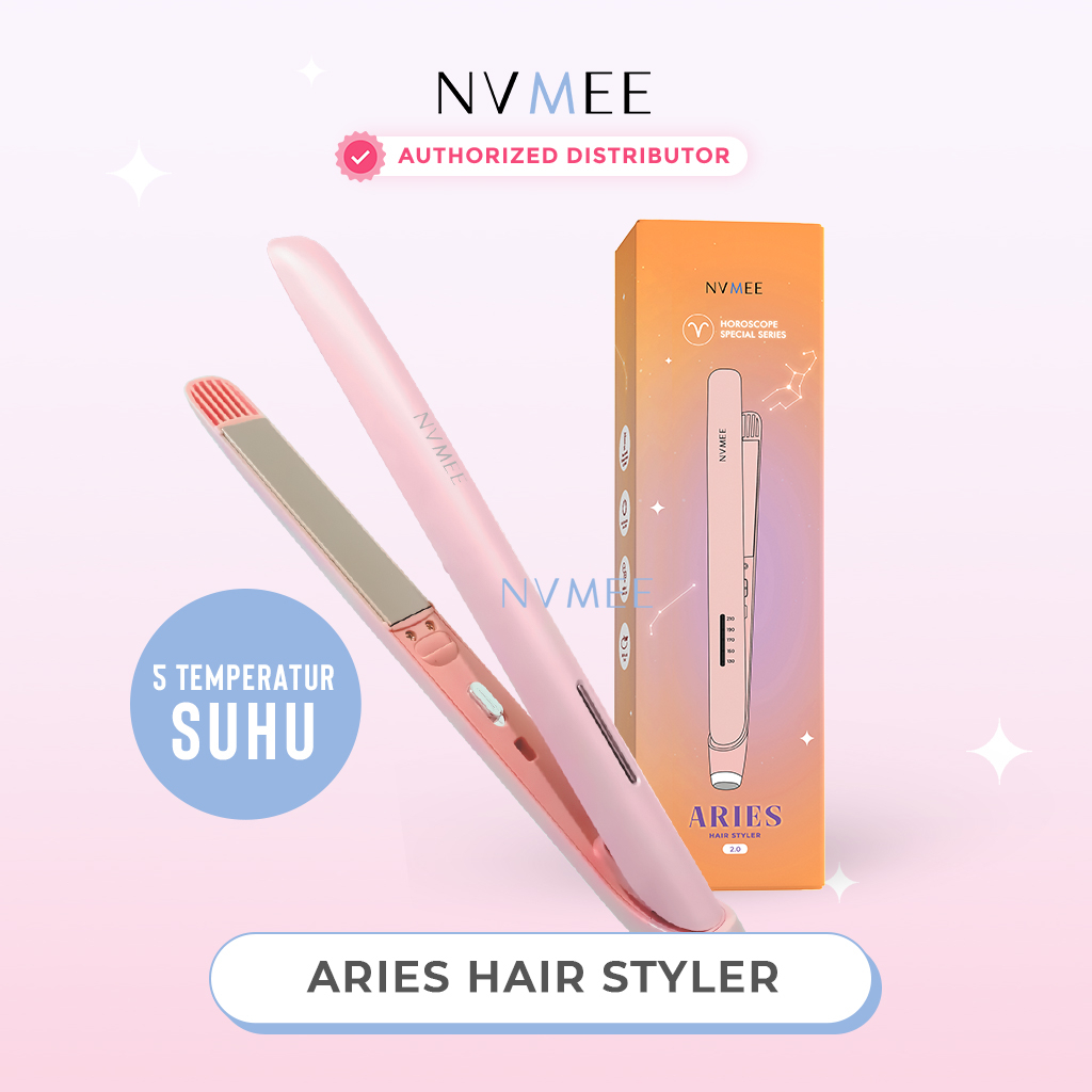 NVMEE - Catokan Pelurus dan Pengeriting Rambut Aries Hair Styler New Version Slim Dan Elegant