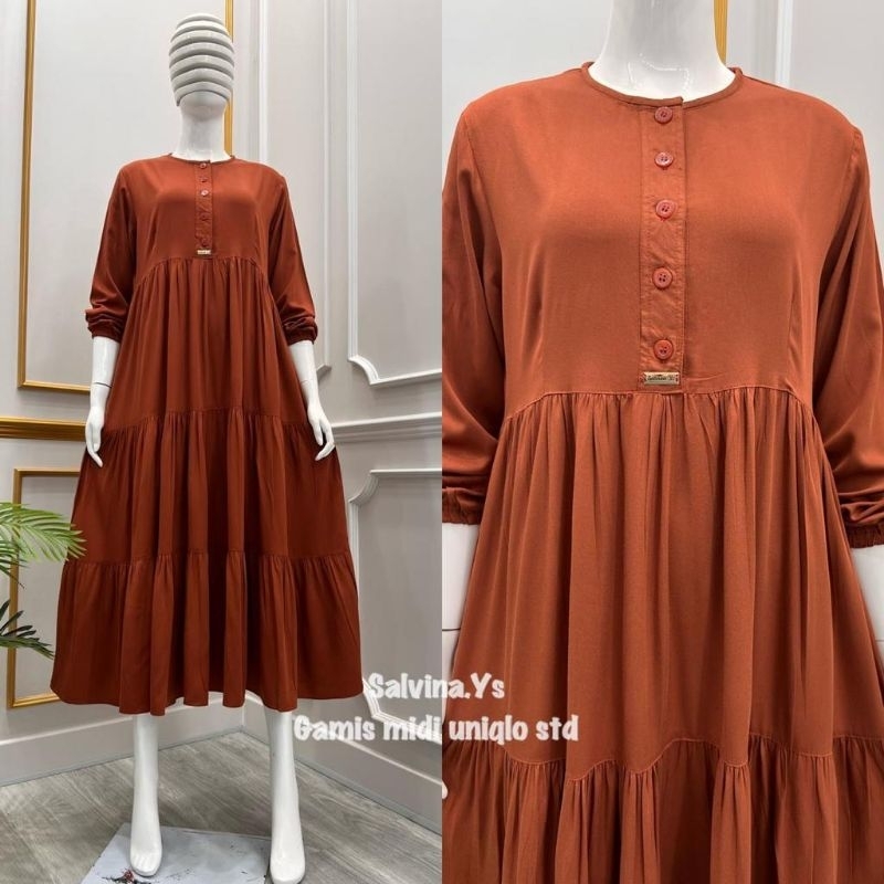 Midi Dres Rayon Uniqlo Original Salvina