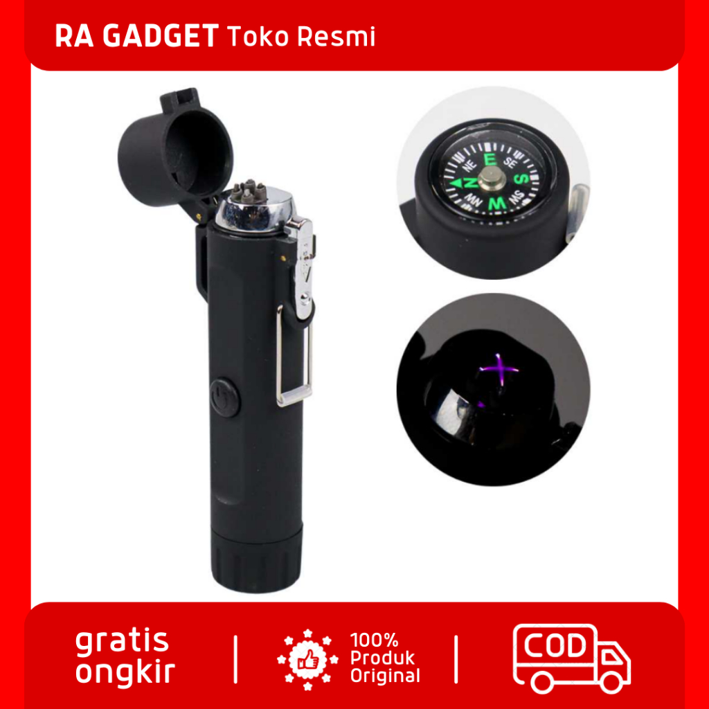 Korek Api Elektrik Double Arc Lighter Senter LED / Firetric Korek Api Mancis Electric Plasma Listrik