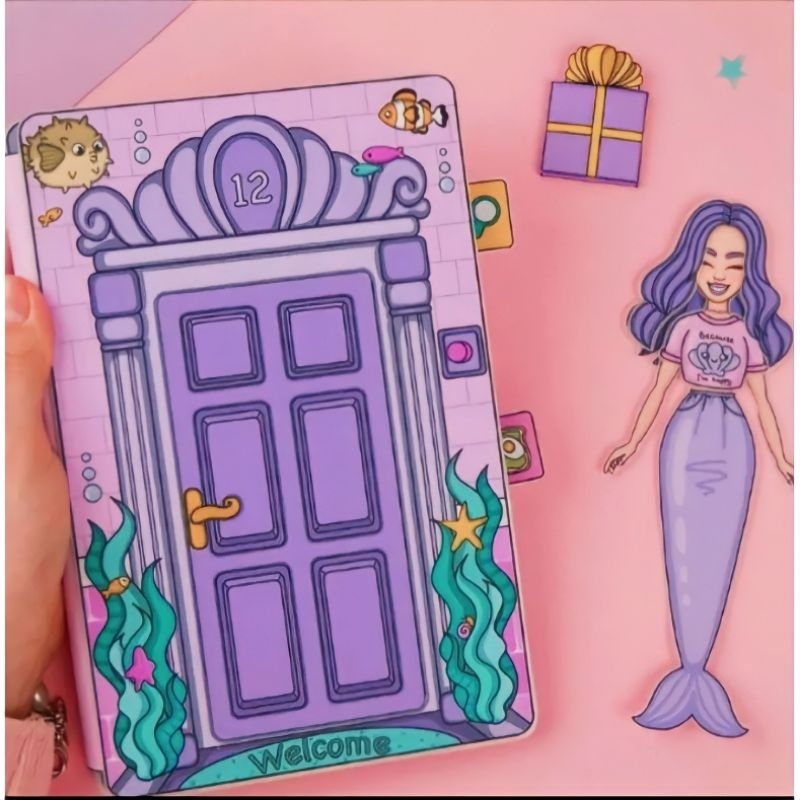 Paper Doll House Mermaid Karakter Mainan Stiker Bongkar Pasang Anak