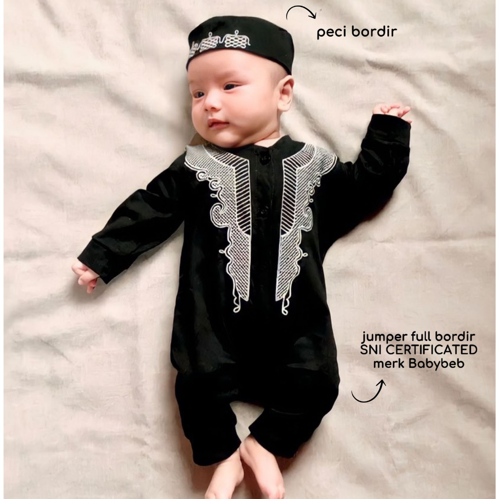 Baju Muslim Jumper peci muslim konveksi pakaian setelan Lucu Anak Bayi Cowok Laki Laki Murah babeeba