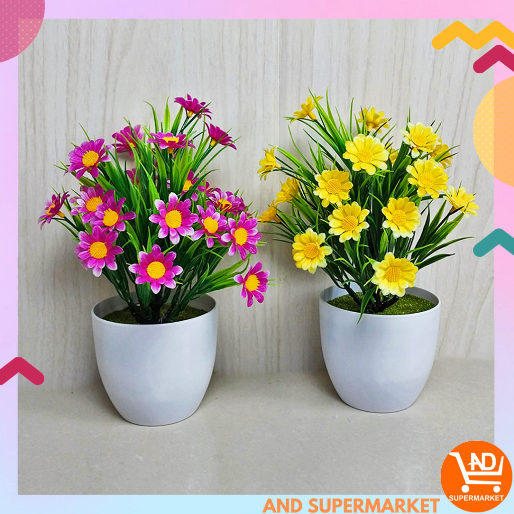 Bunga Hias Plastik Tanaman Bunga Hias Palsu Dekorasi Rumah Artificial Flowers Pot Bunga HIas PBP24