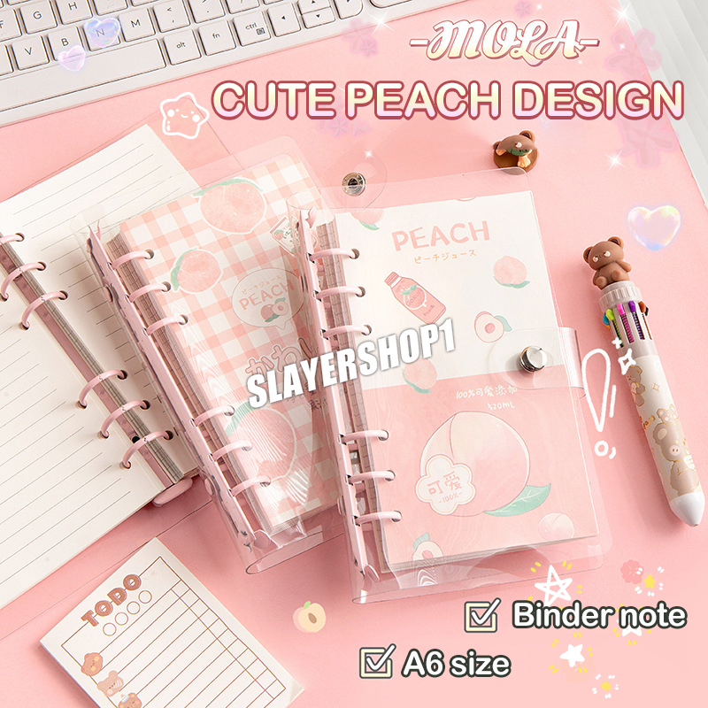 

Binder note A6 cute peach / Buku catatan 100 lembar/ Notebook journal lucu daily planner