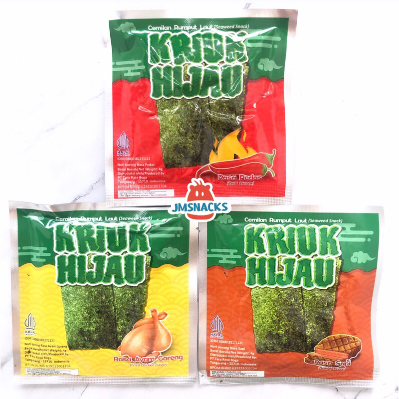 

[PROMO!!] Kriuk Hijau Nori 4gr satuan - cemilan rumput laut nikmat enak termurah