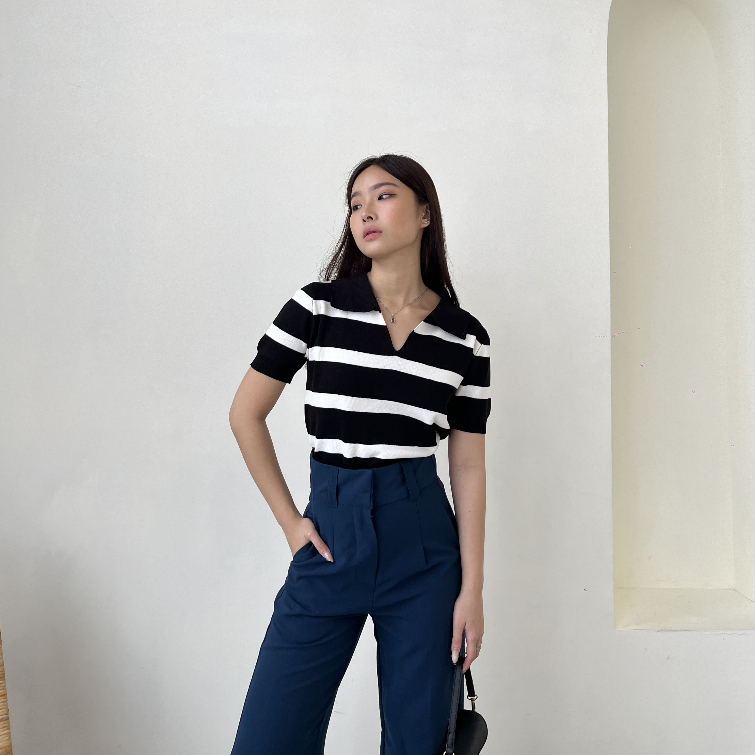 Gail Knit Top / Atasan Polo / Blouse Rajut / Casual Top / Korean Style