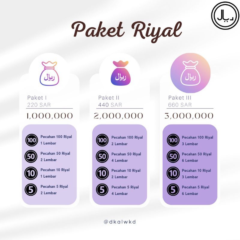Tukar Uang Riyal|Paket Uang Riyal Umroh/Haji|Uang SAR