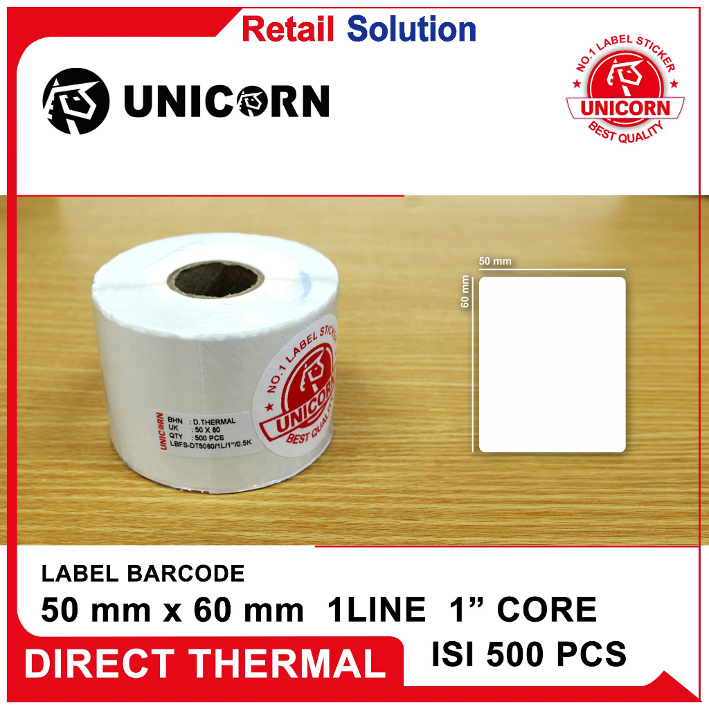 Stiker Barcode Label Thermal - 50x60 mm / 50x60mm / 50 x 60 mm