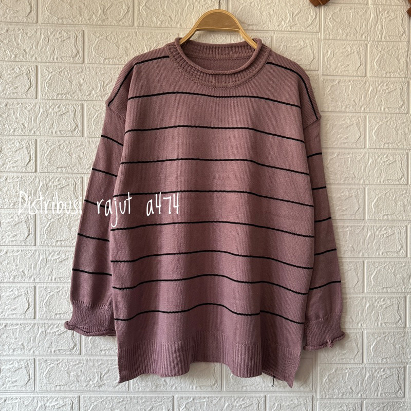 ISABELLA SWEATER RAJUT TOP KNITE STRIPE WANITA