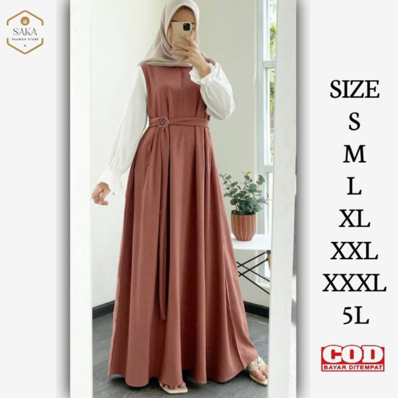 TUNEECA BAJU MUSLIM DRESS GAMIS PAKAIAN TERBARU 2024 LEBARAN CEWEK REMAJA MUSLIM POLOS SIMPEL TERBAR