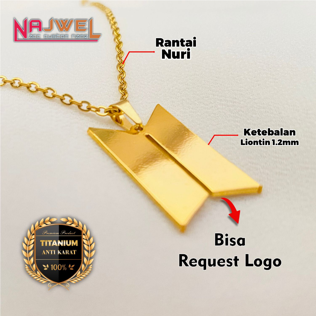 Kalung Custom Logo Titanium Steinless Steel Anti Luntur atau Menghitam Aksesoris Fashion Kekinian Anak Dewasa