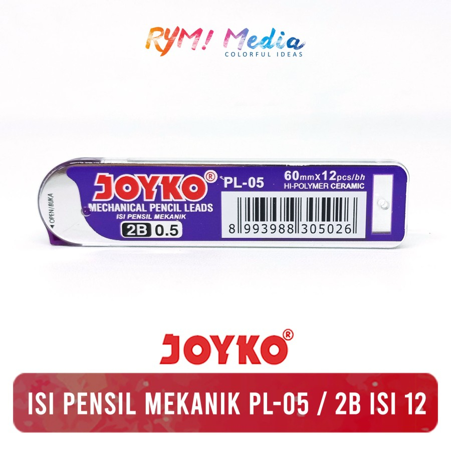 

JOYKO Isi Pensil Mekanik PL-05 / Pencil Lead 2B 0,5 mm 1 tube isi 12pc