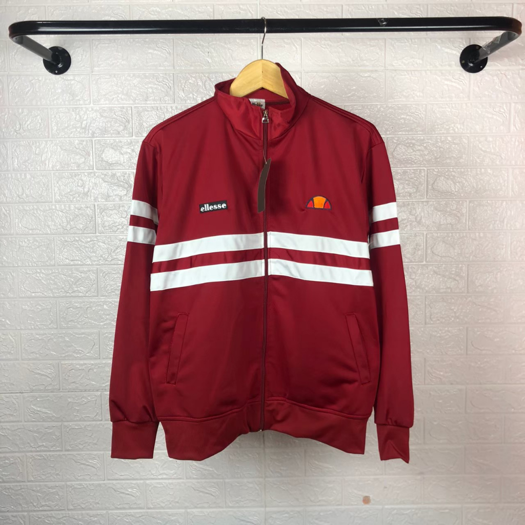 Jaket Tracktop Ellesse Firebird premium pria - Merah Strep putih LOTTO DIADORA