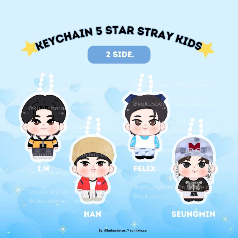 Keychain stray kids 5 star sclass s class keyring ganci lucu akrilik skz skzoo charm gantungan kunci