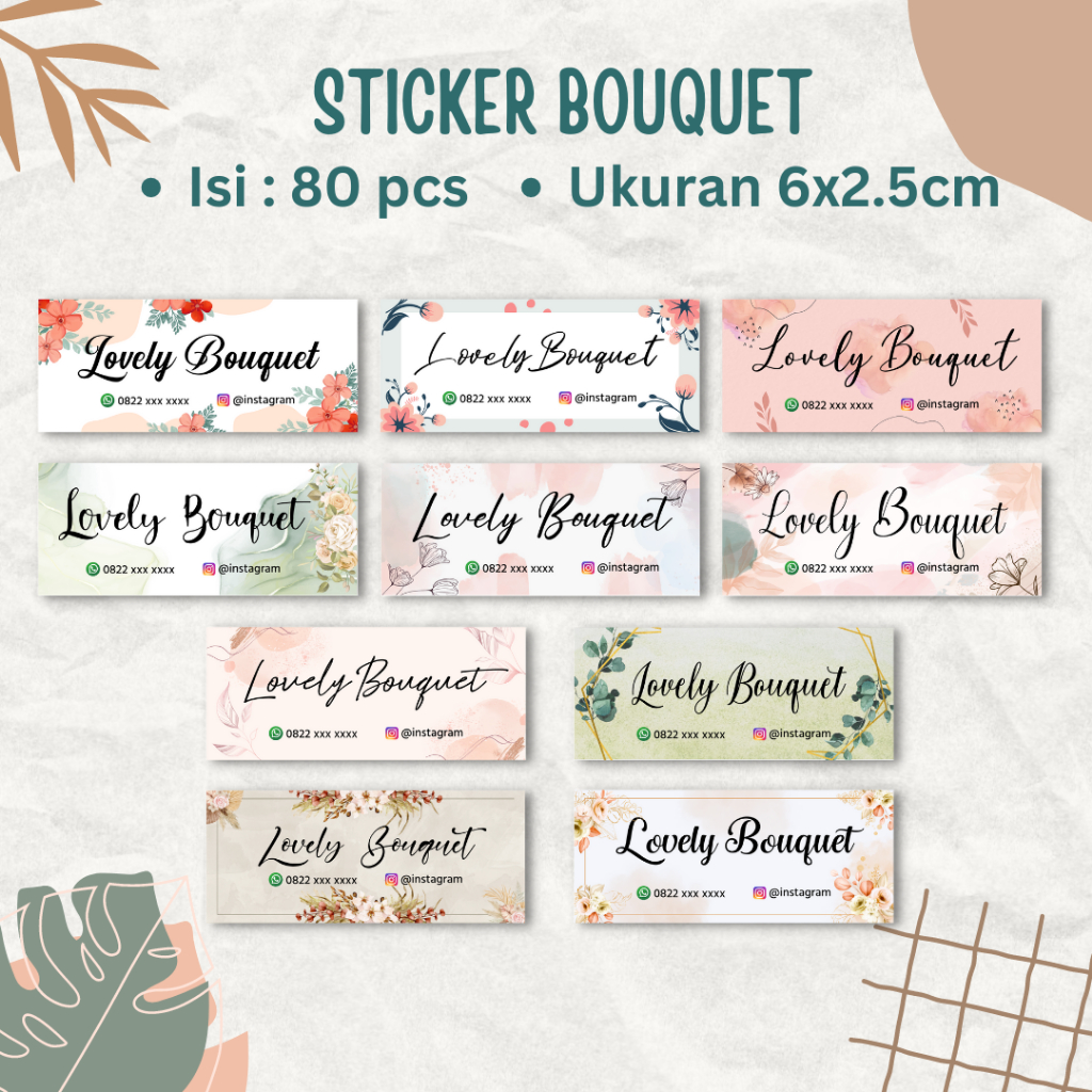 

(ISI 80 PCS) Sticker Buket Bunga / Stiker bouquet flower / Sticker label buket / Sticker custom / Stiker bucket ( TEMA FLORAL )