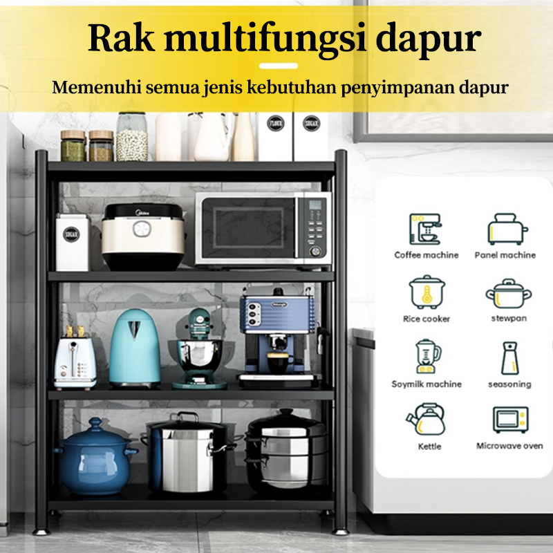 [Whispers] Rak Susun Serbaguna Dapur Stainless Steel Rak Dapur Multi-Lapisan Rak 5 Susun Penyimpanan