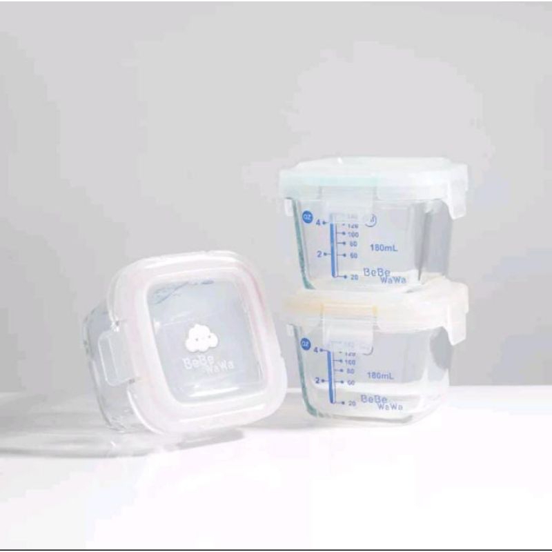 GLASS FOOD CONTAINER / KONTAINER KACA BEBE WAWA