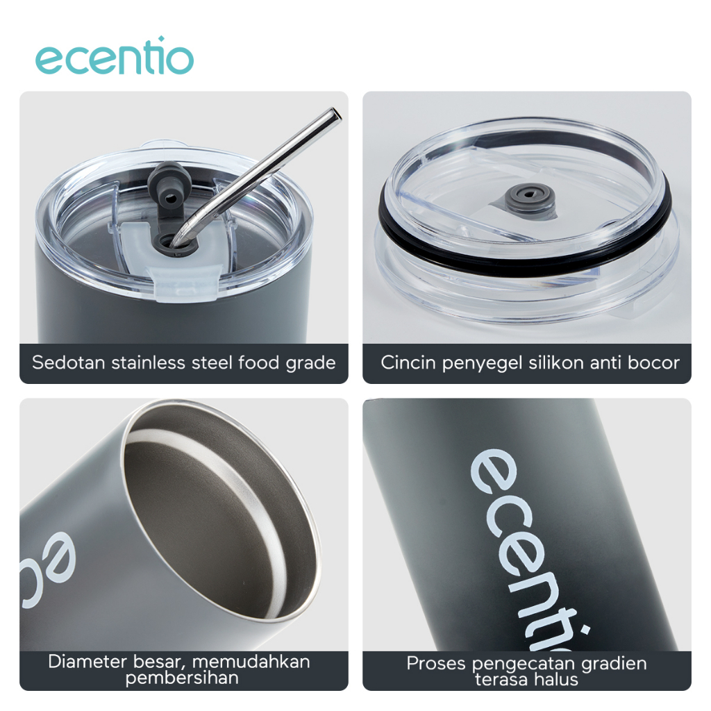 ecentio Cangkir Tumbler Kopi Stainless Steel Ukuran 600ml coffee cup stainless steel vacuum Free Sedotan