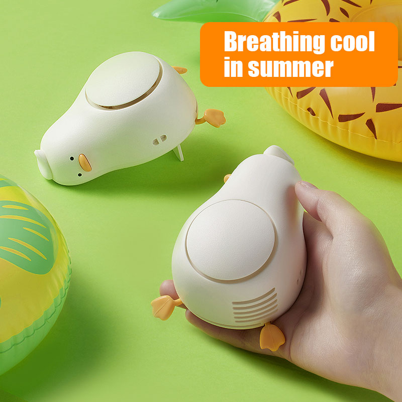 Kipas Leher Genggam Portabel Kipas Leher Bebek Lucu Kipas Angin Kipas Angin Genggam Mini Tiga Kecepatan Tanpa Pisau Gantung Leher 800mAh Rechargeable Air Cooler Mini Lying Duck Wearable Cooling Fan