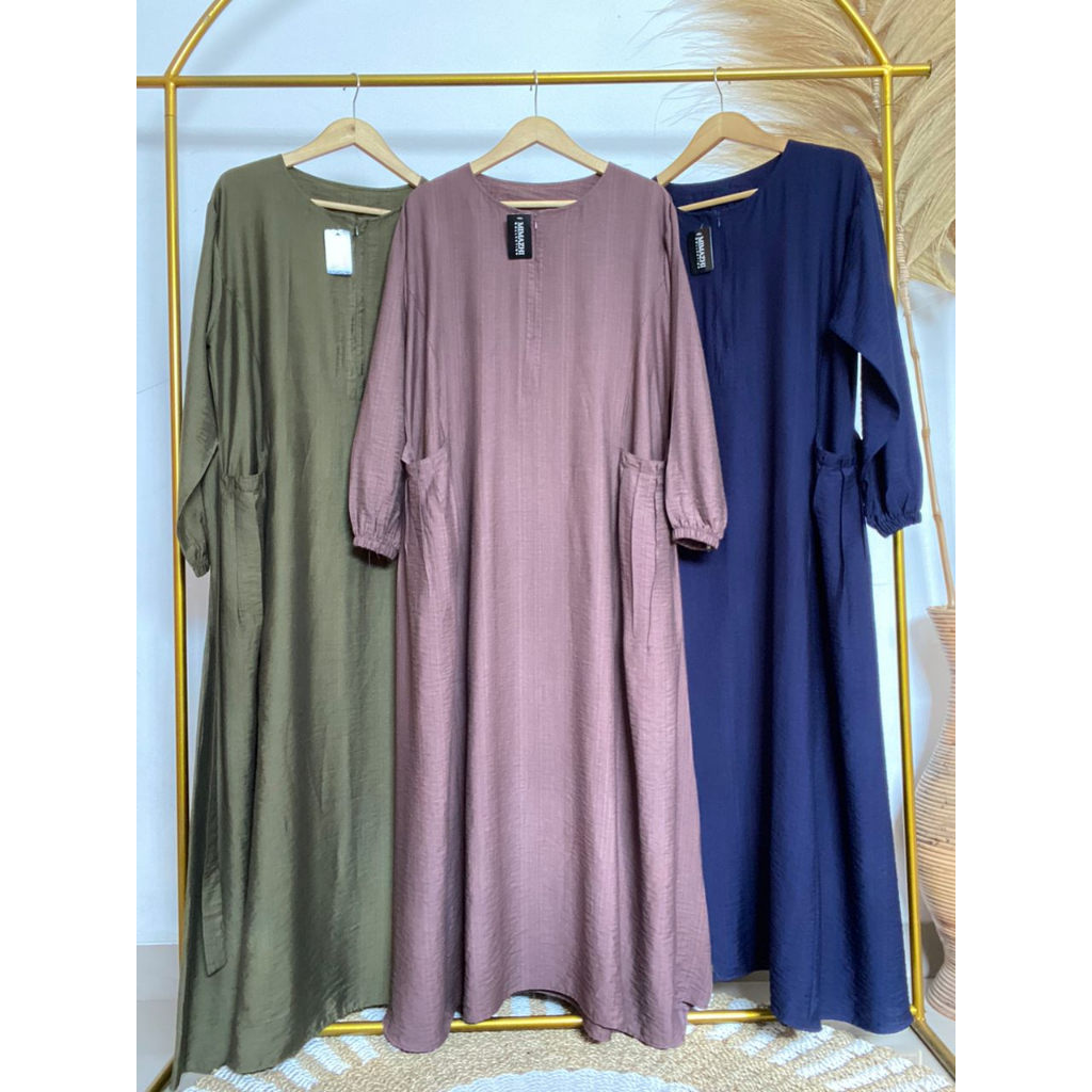 HANUM DRESS GAMIS BIG SIZE POLO LINEN SIZE M/XL