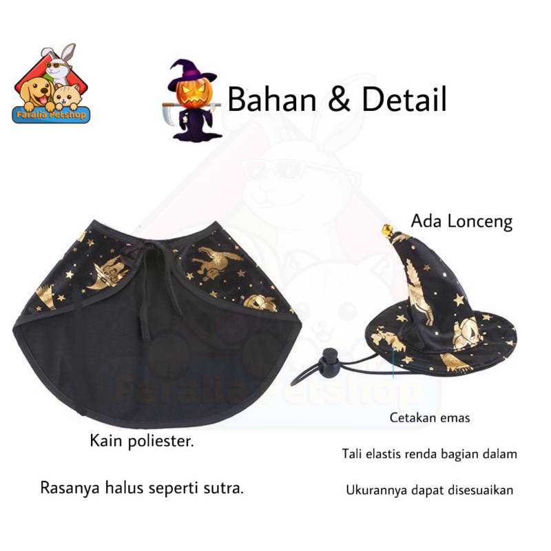 Jubah Baju Halloween Halowin Kucing Anjing Cat Dog Hoodie Cloths