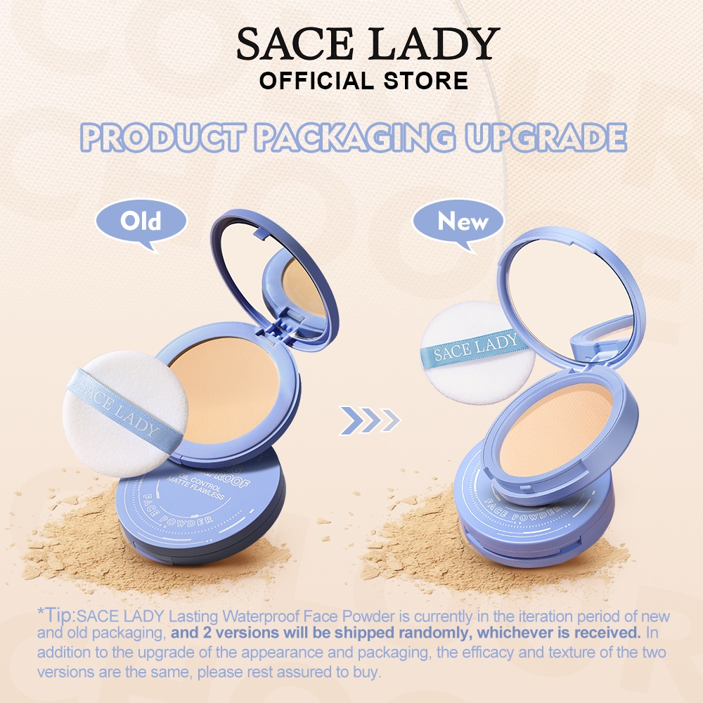 SACE LADY Waterproof Pressed Powder Matte Flawless Lightweight Oil-Controlling Makeup - 8gr