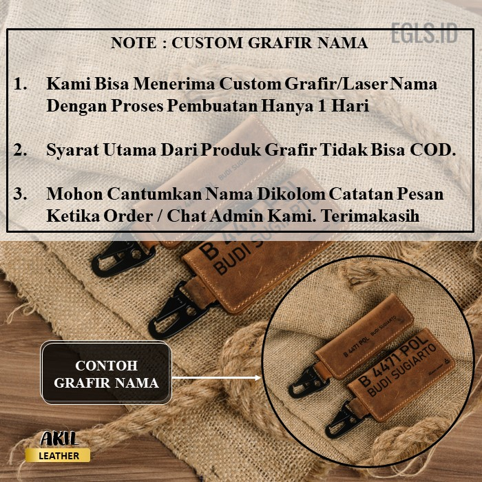 Dompet Stnk Gantungan Kunci Mobil Motor Egls Arya Key Leather Wallet Bahan 100% Kulit Sapi Asli Original Premium Snaphock Snaplock Militery