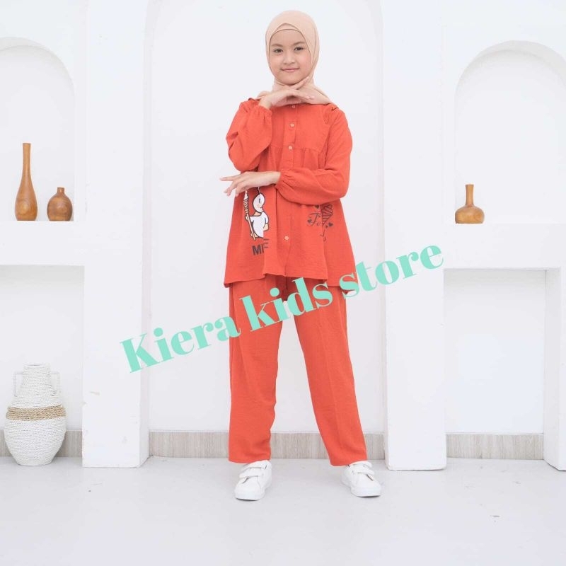 Setelan Mixue Anak Lengan Panjang Usia 3-12 Tahun Bahan crinkle airflo