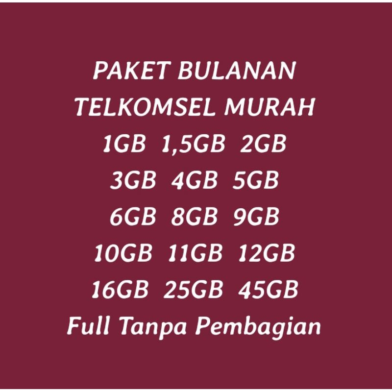 Paket Bulanan Telkomsel Murah 15GB-50GB, paket data telkomsel, paket internet telkomsel, voucher internet telkomsel 1GB 2GB 3GB 4GB 5GB 6GB 7GB 8GB 9GB 10GB dst - Cak Tris Cell