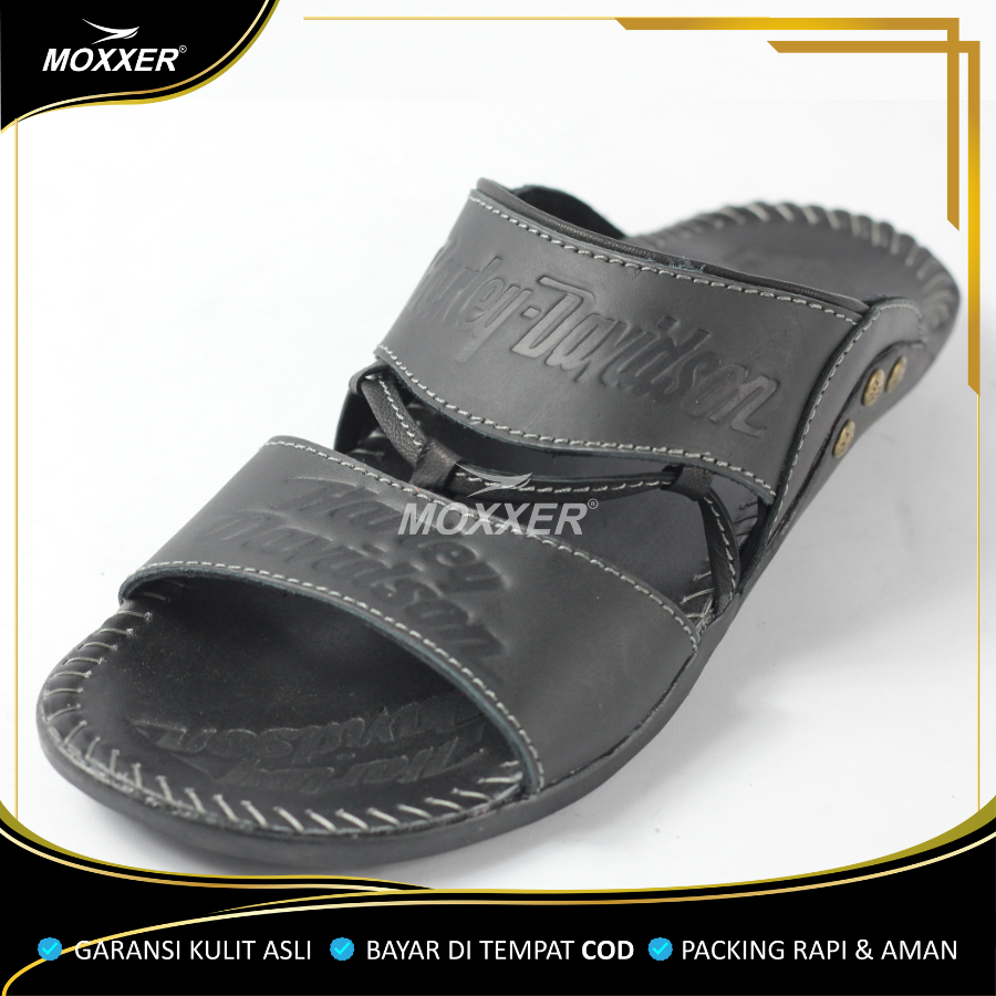 Sandal Kulit Asli MOXXER Pria Sandal Selop MOXXER Kulit Asli Gosok Slip On Cowok Terbaru Kekinian