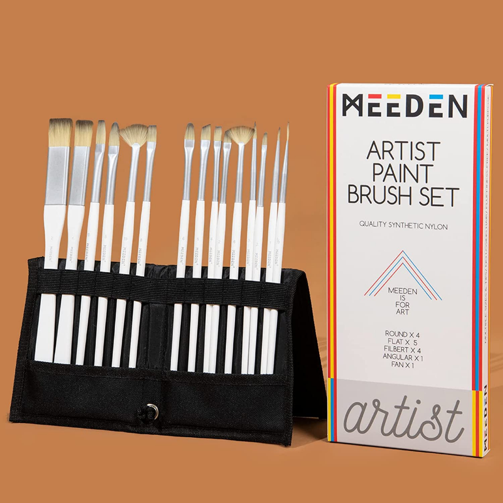 

Meeden Artist Paint Brush Set 15 Synthetic Long Handle Kuas Lukis