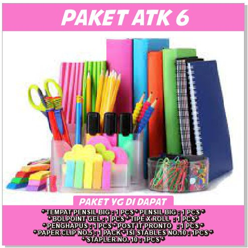 

Paket ATK 6 (9 in 1) Paket Perlengkapan Sekolah Murah Promo