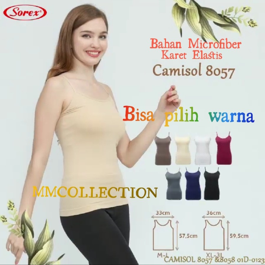 Camisol Tanktop Wanita Sorex Microfiber 8058 Tali lebar 8057 Tali Kecil Halus Nyaman Anti Gerah