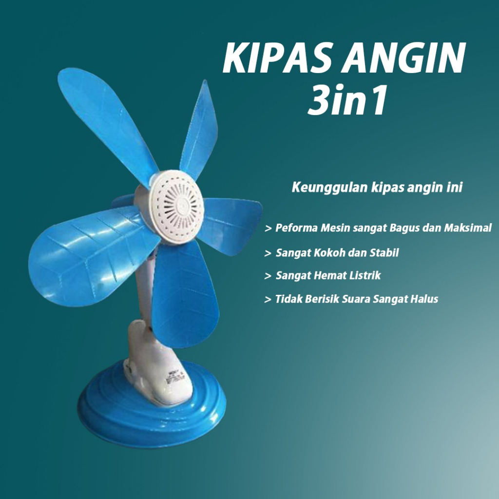 KIPAS ANGIN JEPIT / Kipas Dinding / KIPAS MEJA 3IN1 5 BALING - SOSOYO