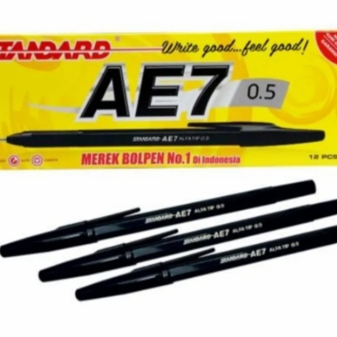 pulpen standar AE7 alpa tip 0.5 1 pack isi 12 pics