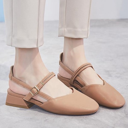 Sendal Perempuan Korean Style Nude Sandal Simple Santai Wanita Import Hak Platform SD-102