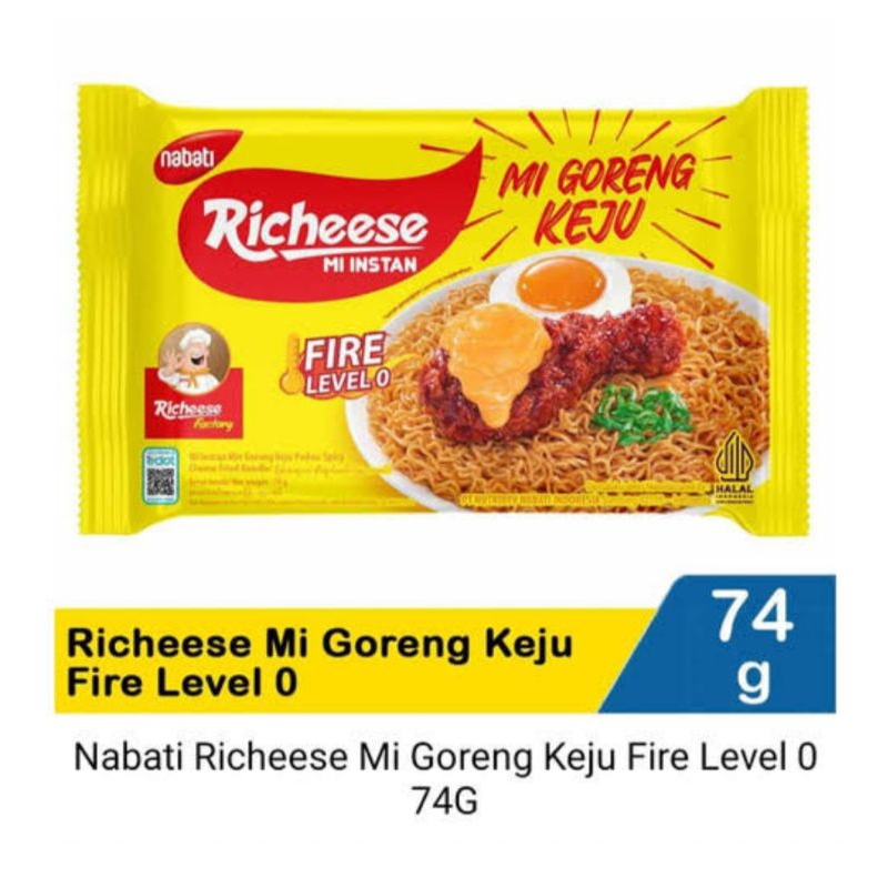 

Mie Richeese Goreng Level 0 74gr/Mie Goreng Keju