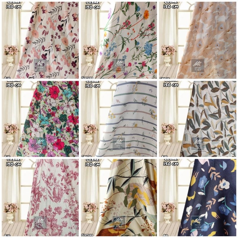 Kain Katun Rayon Motif Viscose Premium (Harga 0,5 Meter)